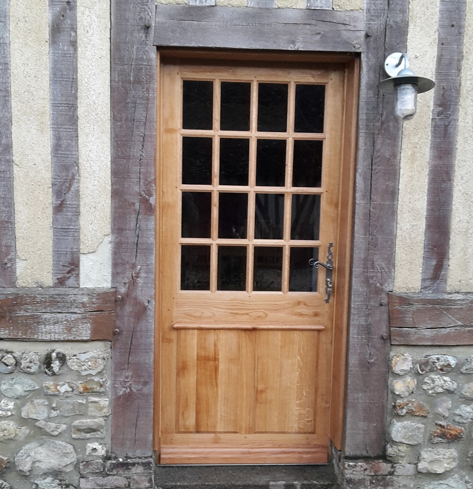 Porte chêne petits carreaux