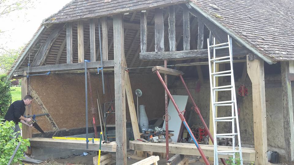 Restauration d'un pignon en colombage