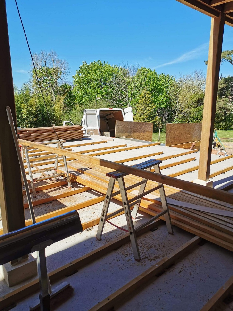 Réalisation d'une terrasse en IPE sur lambourdes
