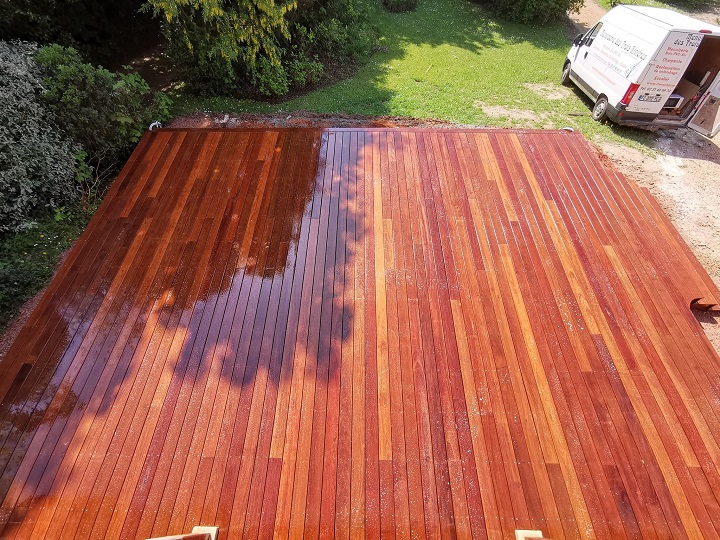 Réalisation d'une terrasse en IPE sur lambourdes